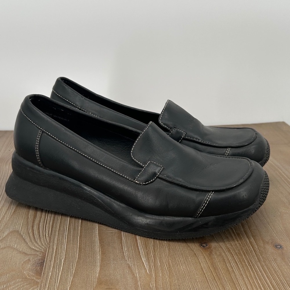 No Boundaries Retro Y2K 90's Black Chunky Loafers Square Toe Platform Shoes Sz 8